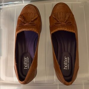 Hotter Comfort Concepts Shipley Women's Leather Kiltie Loafers Cognac Sz 9.